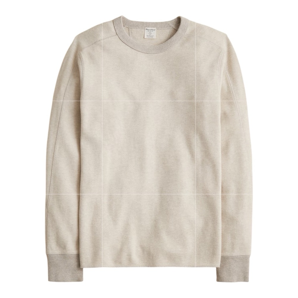 J.‎ Crew Men’s Wallace & Barnes honeycomb thermal crewneck Heather Ecru Size XS
